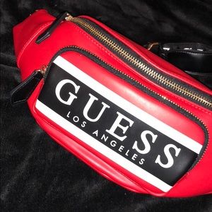 red guess fanny pack
